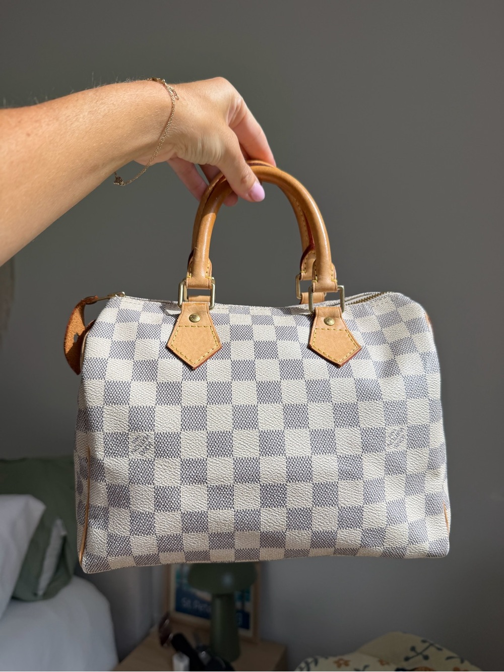 Louis Vuitton Speedy 25 Damier Azur Bag Authentic w/ COA